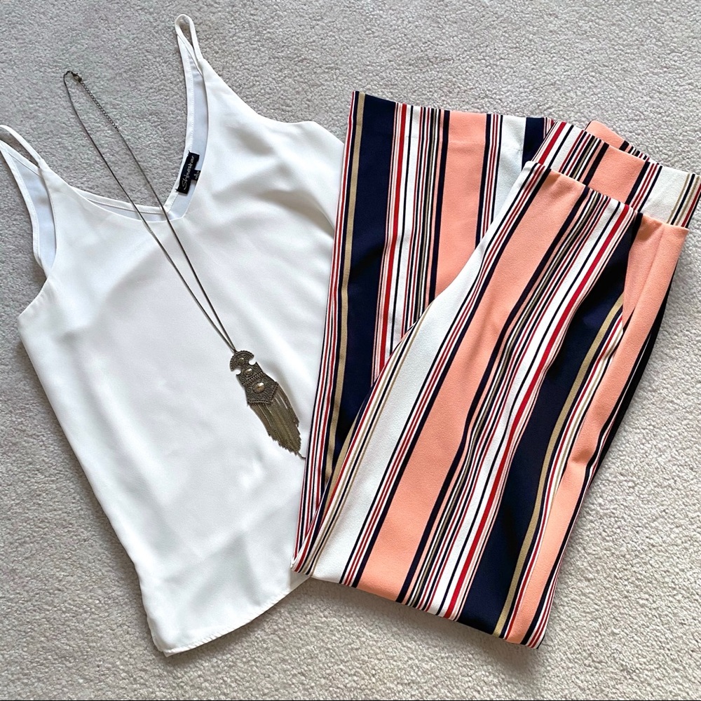 Fashion Nova More Stripes Flare Pants - Salmon